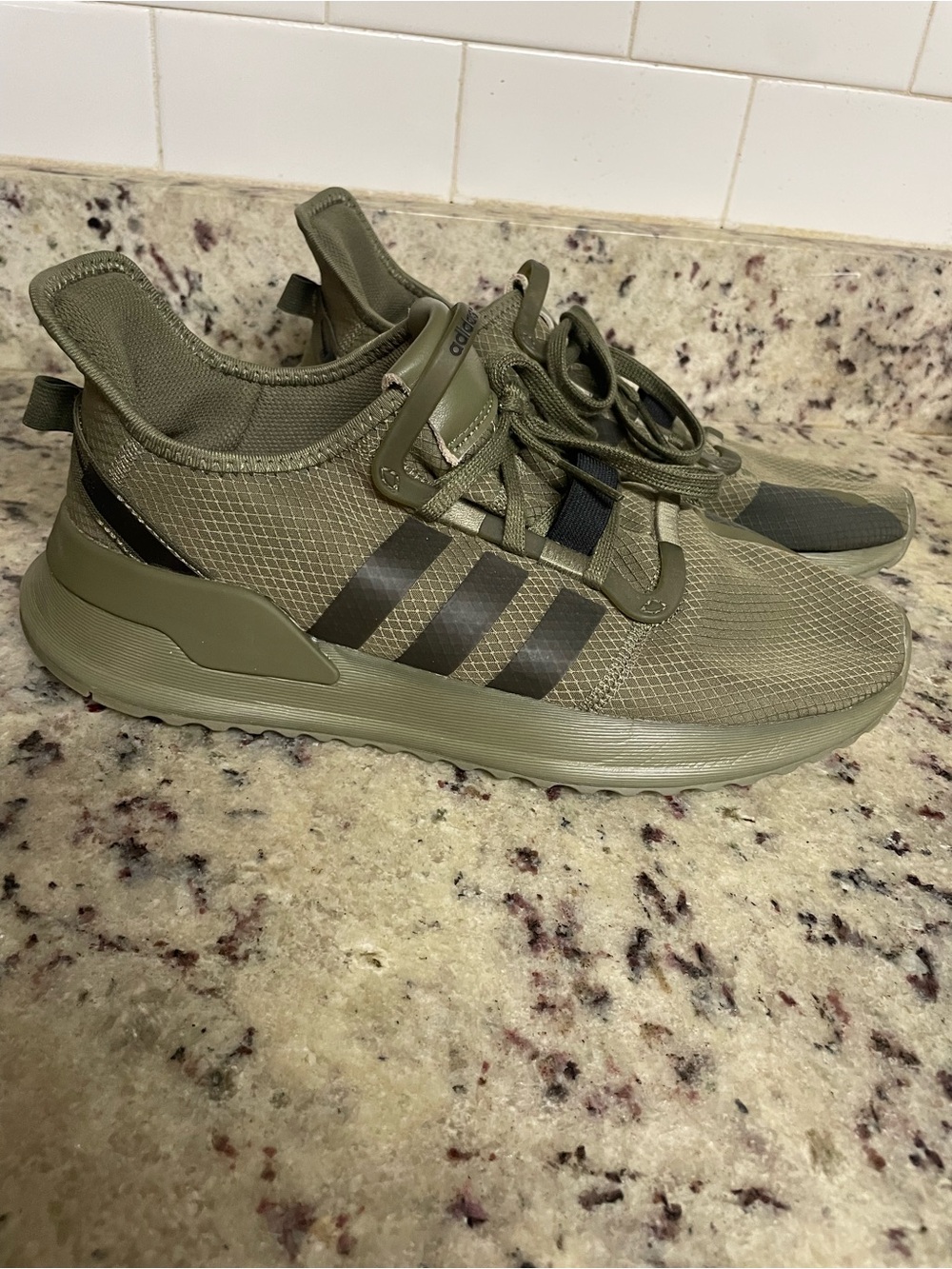 adidas Men's U path run Raw Khaki Athletic Sneakers shoes bungee heel US size 9
